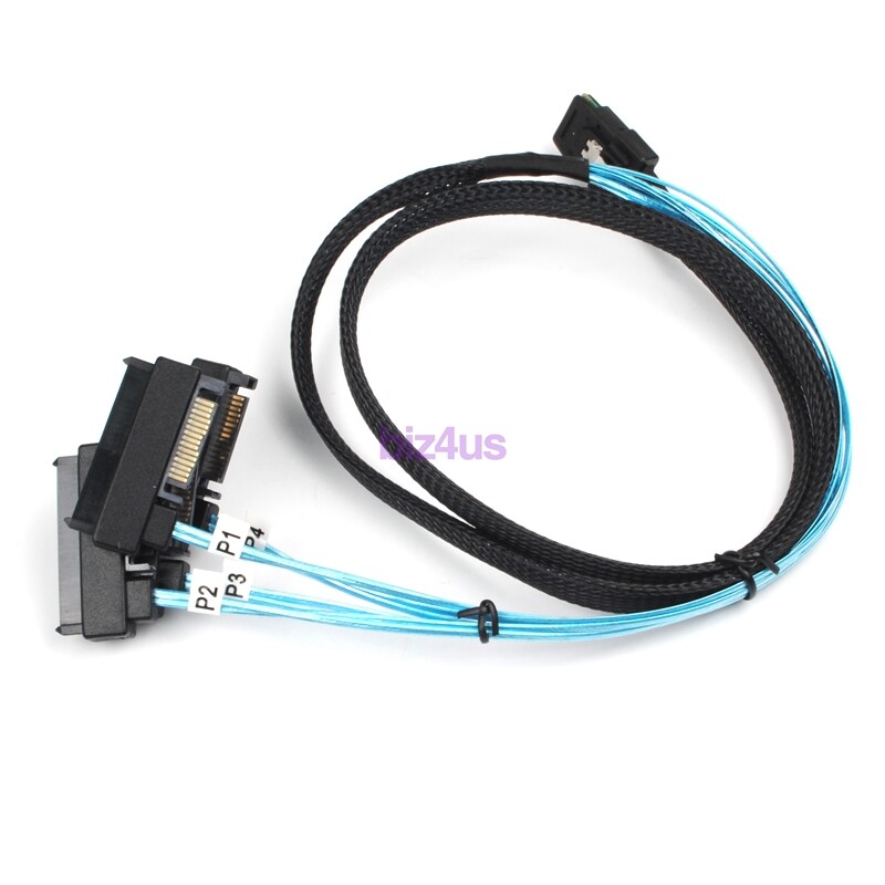 Mini SAS 36P SFF-8087 to 4 SFF-8482 Connectors With SATA Power Cable 1M US SHIP