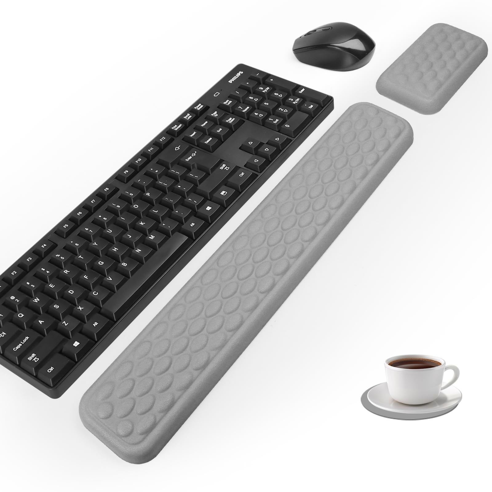 Ergonomic Wrist Rest for Keyboard and Mouse, 17.3 x 3.13 inches, Gray