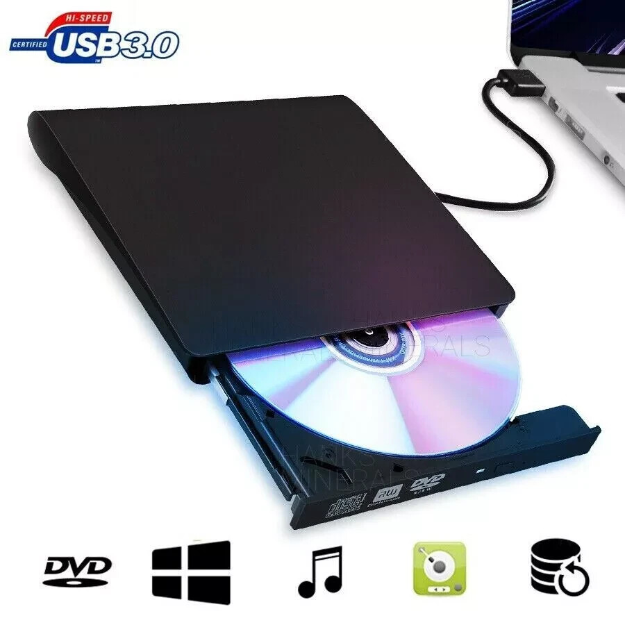 Slim External CD DVD Drive USB 3.0 Disc Player Burner Writer For Laptop PC Mac