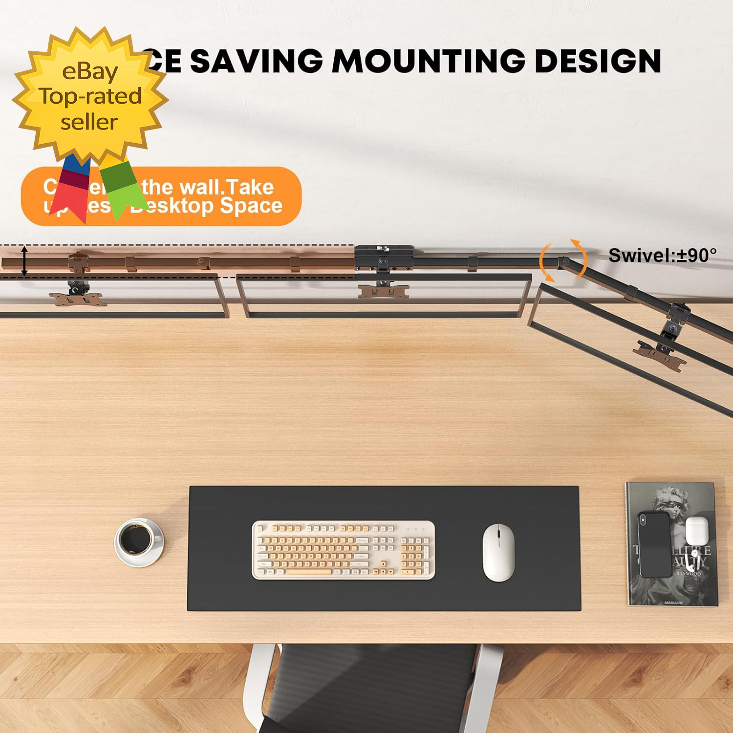Triple Monitor Wall-Mount for 17″-32″ Screens Adjustable Heavy Duty