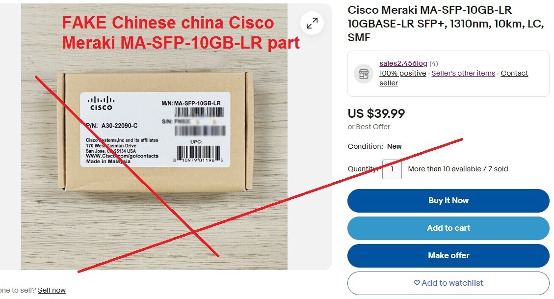 MA-SFP-10GB-SR MA-SFP-10GB-LR Fake china/chinese parts SFP+10G FAKE !!