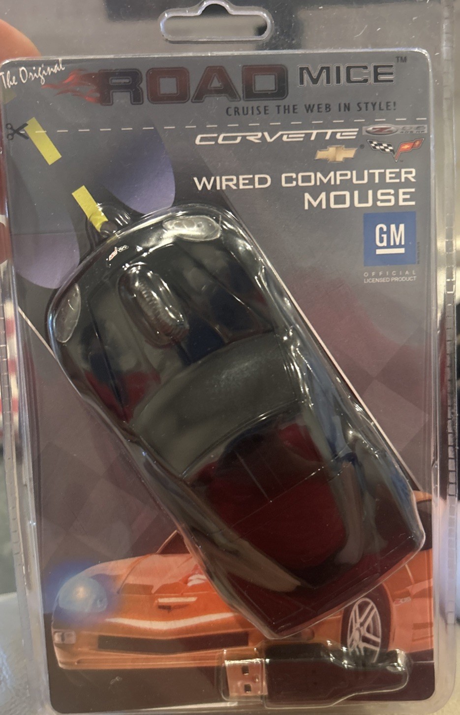 The Original Road Mice Computer Mouse Black Corvette Wired NEW Rare