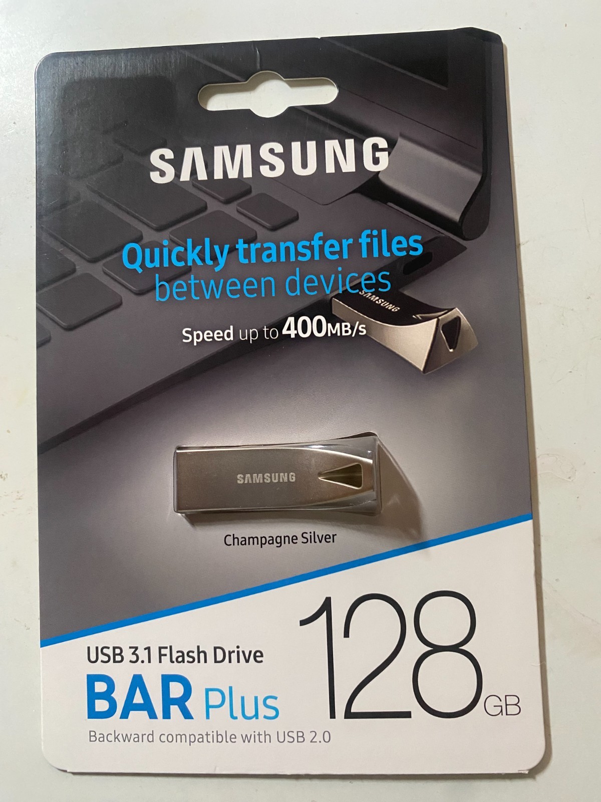 Samsung BAR Plus 128GB USB 3.1 Flash Drive – Champagne Silver
