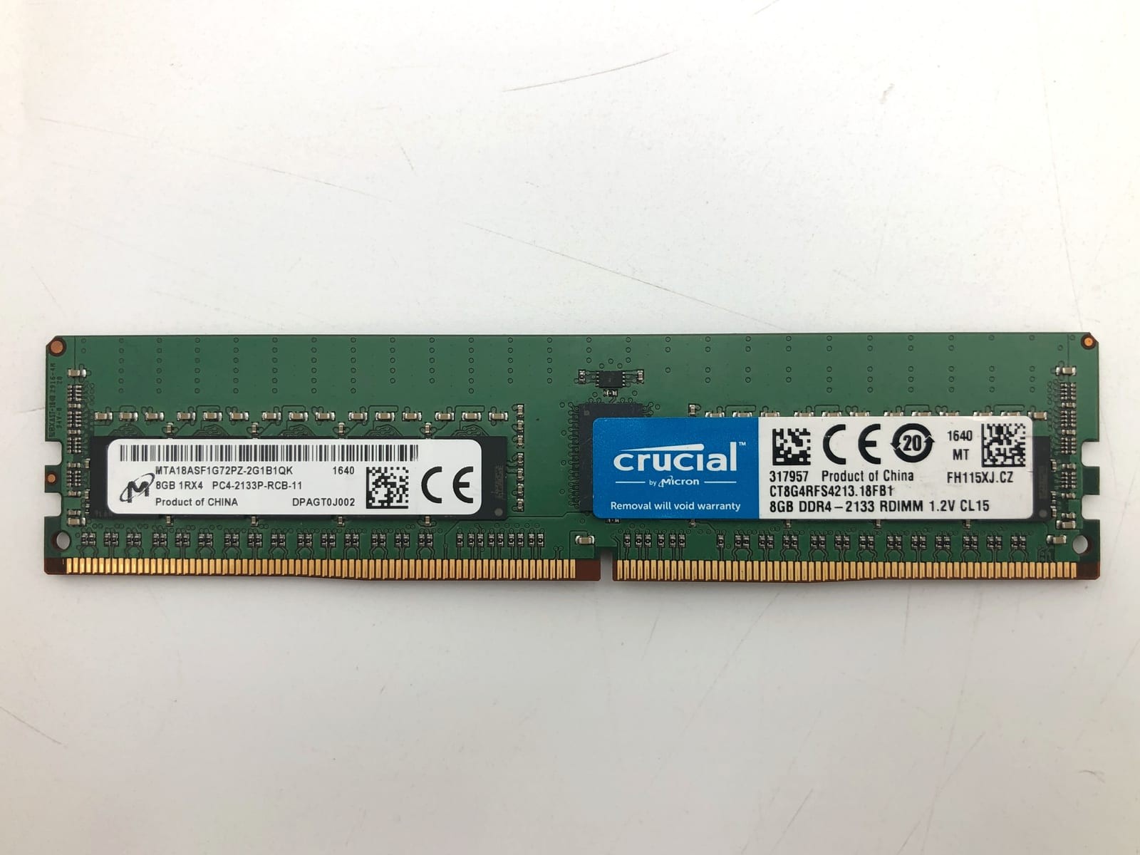 Micron 8GB DDR4-PC4-17000 (DDR4-2133) ECC RDIMM RAM MTA18ASF1G72PZ-2G1B1