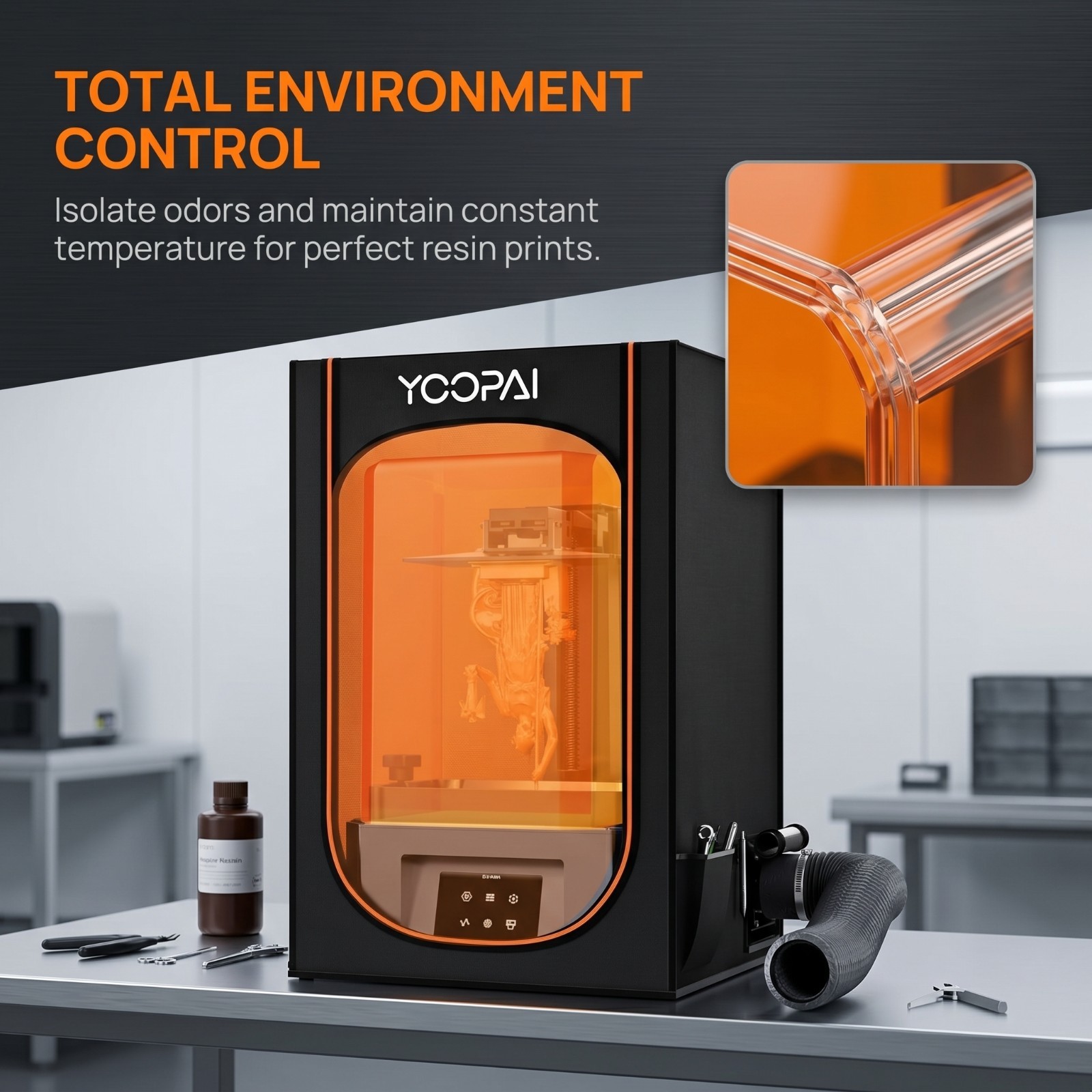 YOOPAI Resin 3D Printer Enclosure Waterproof LED Light Vent Kit Stable Temp
