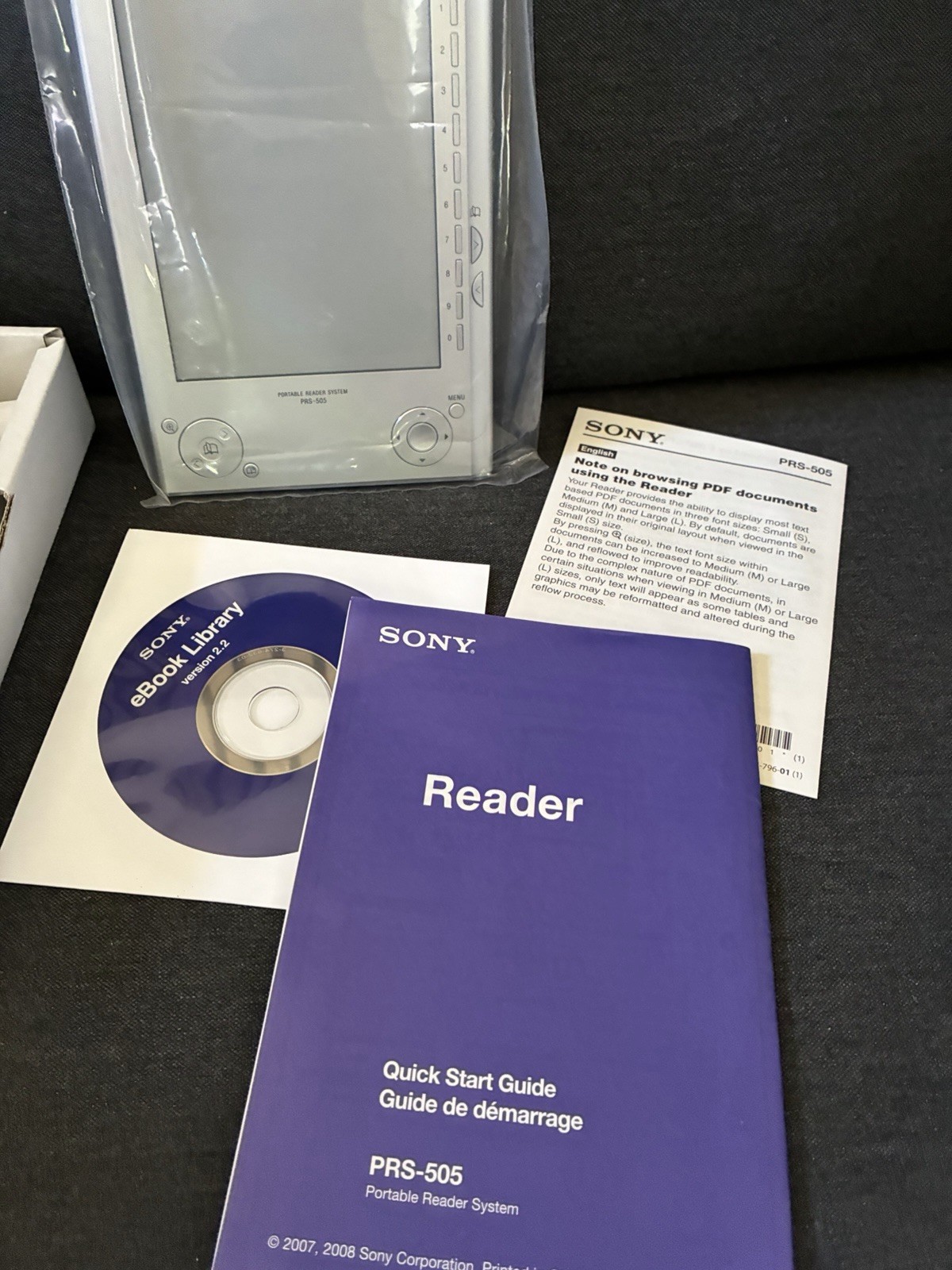 Sony PRS-505 250MB 6in E Reader Tablet Silver With Package NEEDS BATTERY