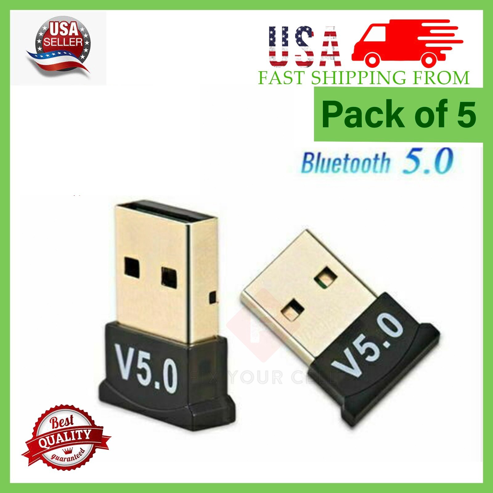 5 x USB Bluetooth 5.0 Wireless Audio Music Stereo Adapter Dongle receiver For TV