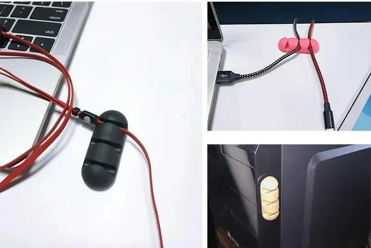 Cable Organizer Silicone USB Cable Winder Desktop Tidy Management Clips Cable Ho