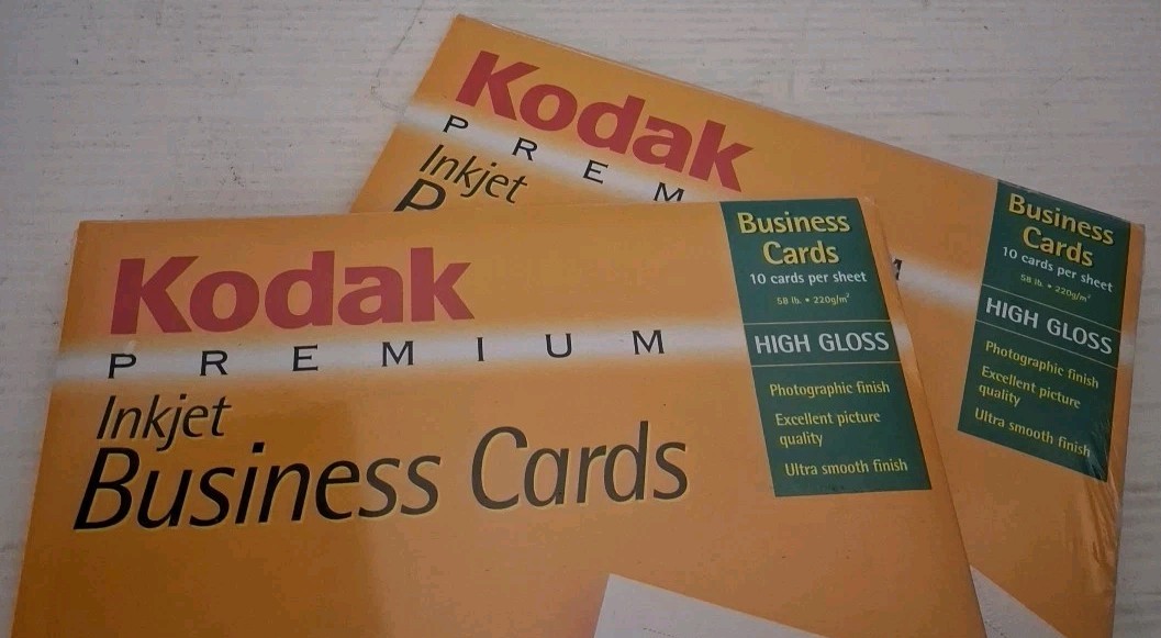 lot of 2 Kodak inkjet Photo Paper perforated For Ten Business Cards 20 Sheets