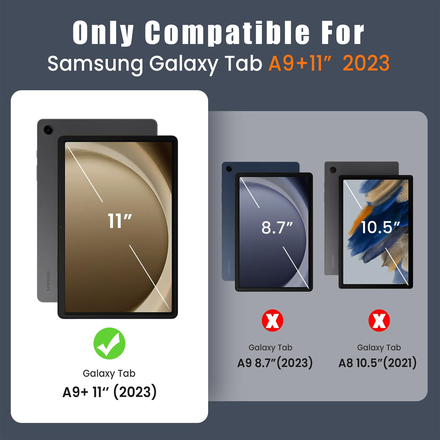 For Samsung Galaxy Tab A9+ 2023 11″ Rugged Stand Case Cover /HD Screen Protector