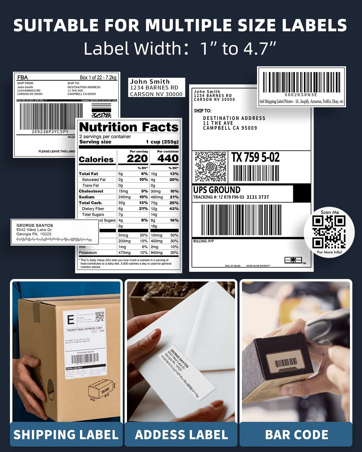 Phomemo PM-241BT Shipping Labels Printer 4 x 6 Label Printer Thermal Printer US