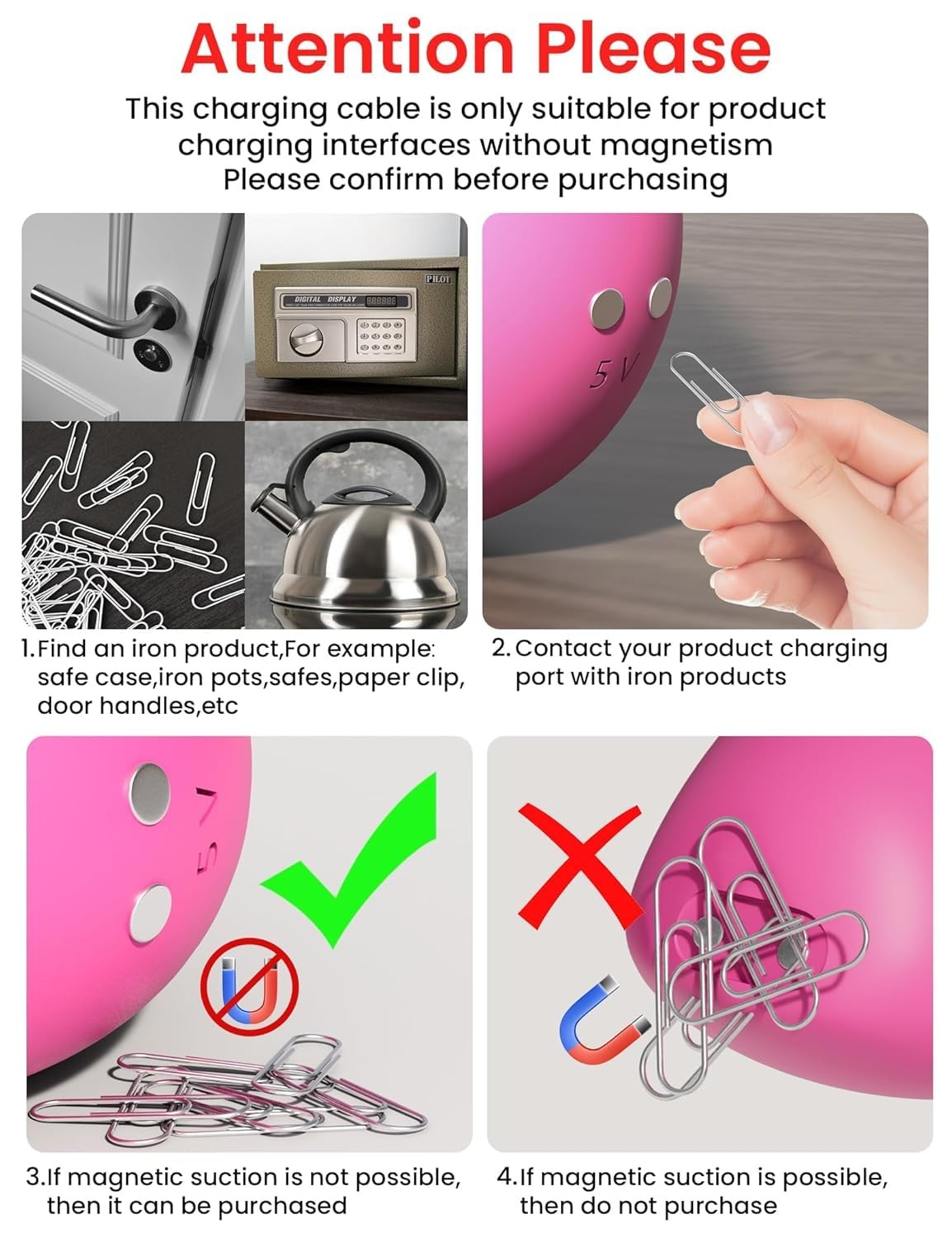 Bicmice Magnetic USB DC Charger Cable Replacement Charging 6MM/0.24Inch