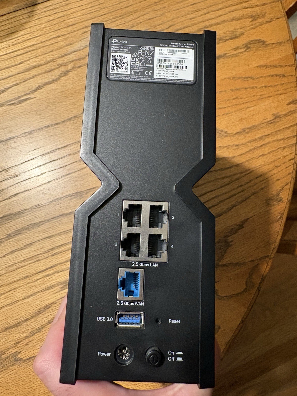 TP-Link Archer BE550 BE9300 Tri-Band Wifi 7 Router No Cord