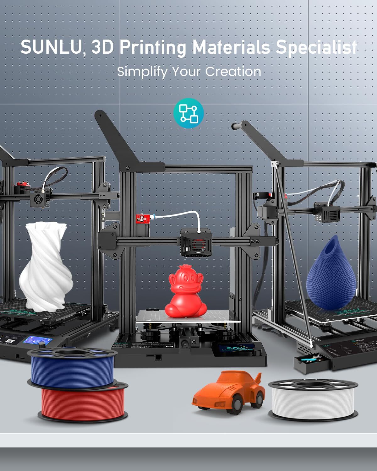 【ADD 10, PAY 6】SUNLU PETG PLA+ PLA ABS SILK 3D Printer Filament 1.75mm 1KG Neat