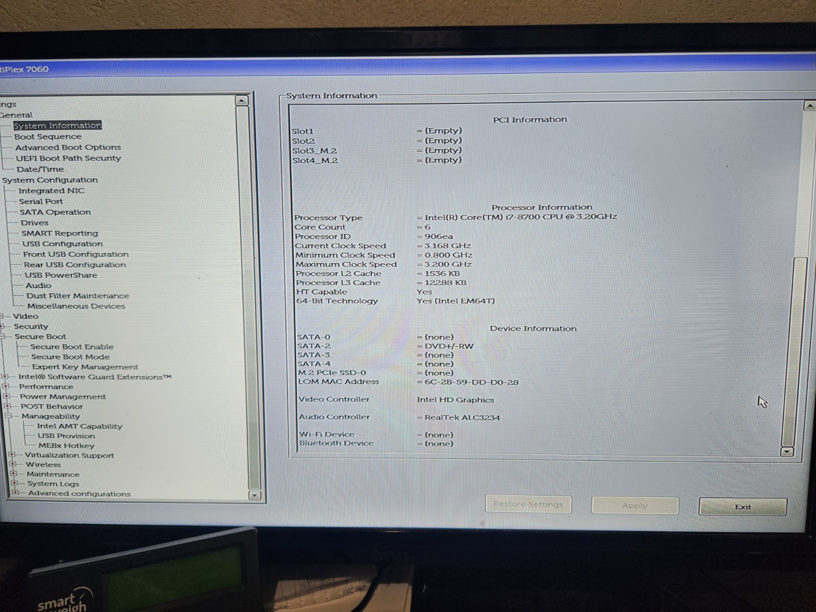 Dell Optiplex 7060 SFF Intel i7-8700 CPU, 16GB RAM, No HD/SSD