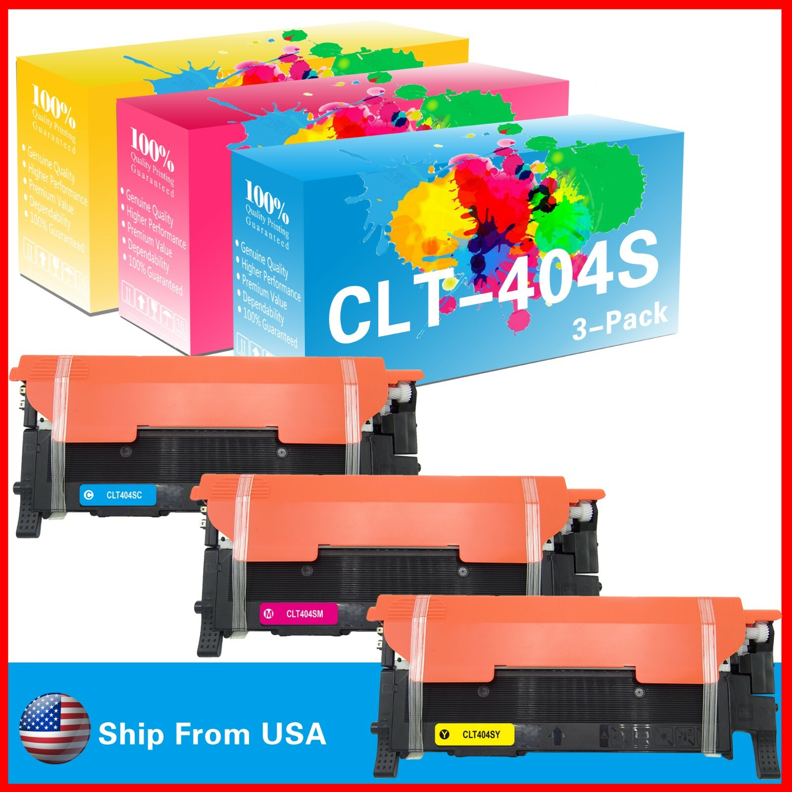 3PK CLT404S CLT-404S 404S Toner Cartridge for SL-C480FW C480W 482