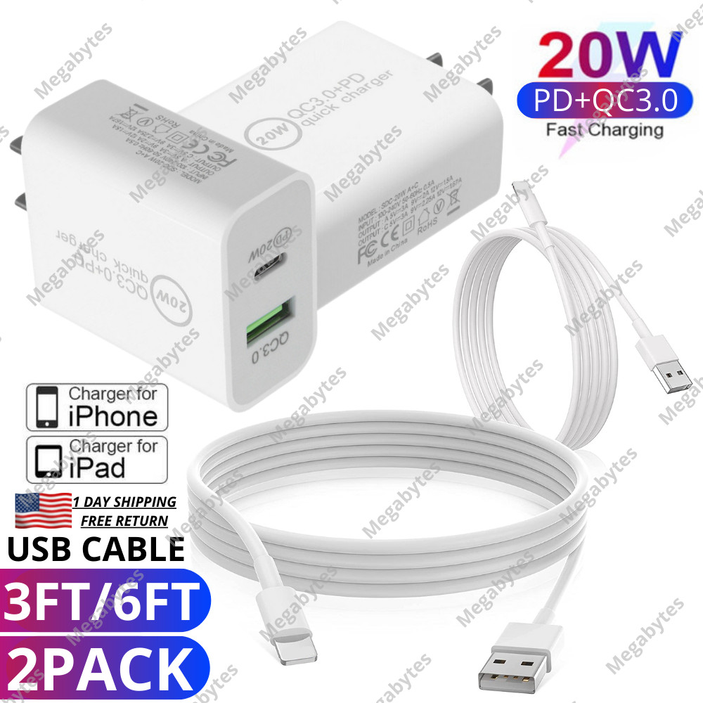 Fast Charger Block USB 20W Wall Power Adapter Lot For iPhone 14 13 12 11 8 XR SE