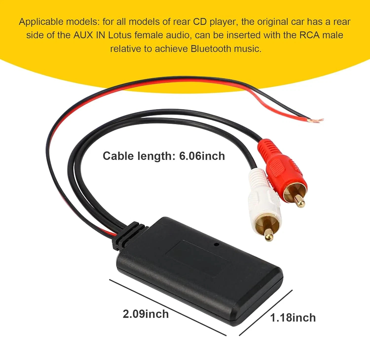 Car Audio Stereo Bluetooth AUX Receiver Module 2 RCA Interface Cable Adapter