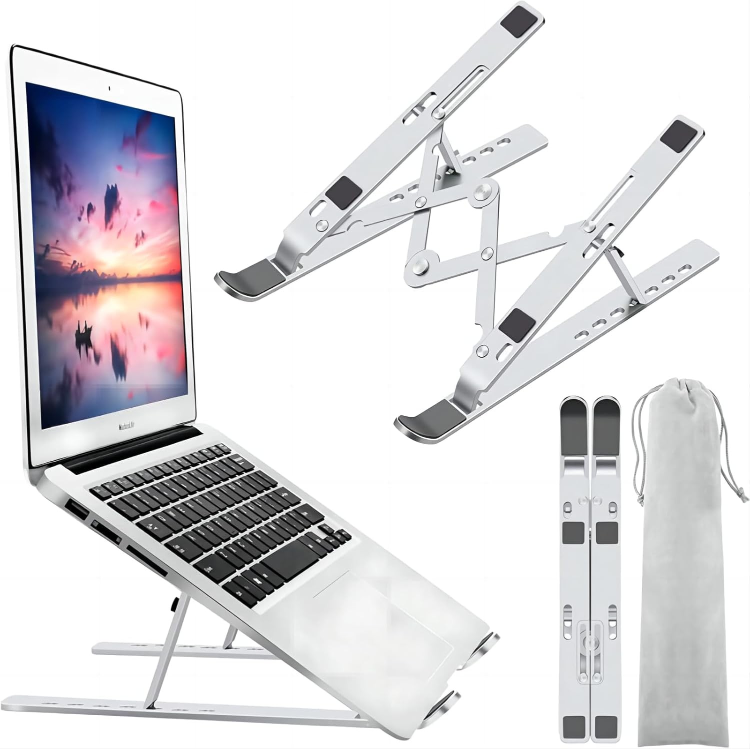 Laptop Stand for Desk, Ergonomic Design Adjustable Aluminum Foldable Portable Co