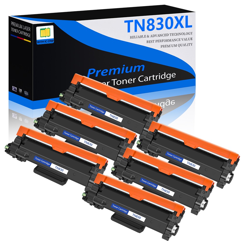 6PK TN830 TN830XL Black Toner Cartridge for HL-L2460DW DCP-L2640DW MFC-L2820DW
