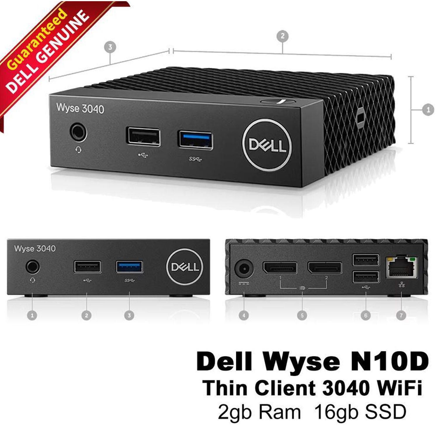 Dell Wyse 3040 Thin Client Intel Atom X5-Z8350 2GB RAM 16GB Thin OS WiFi 0PC9K3