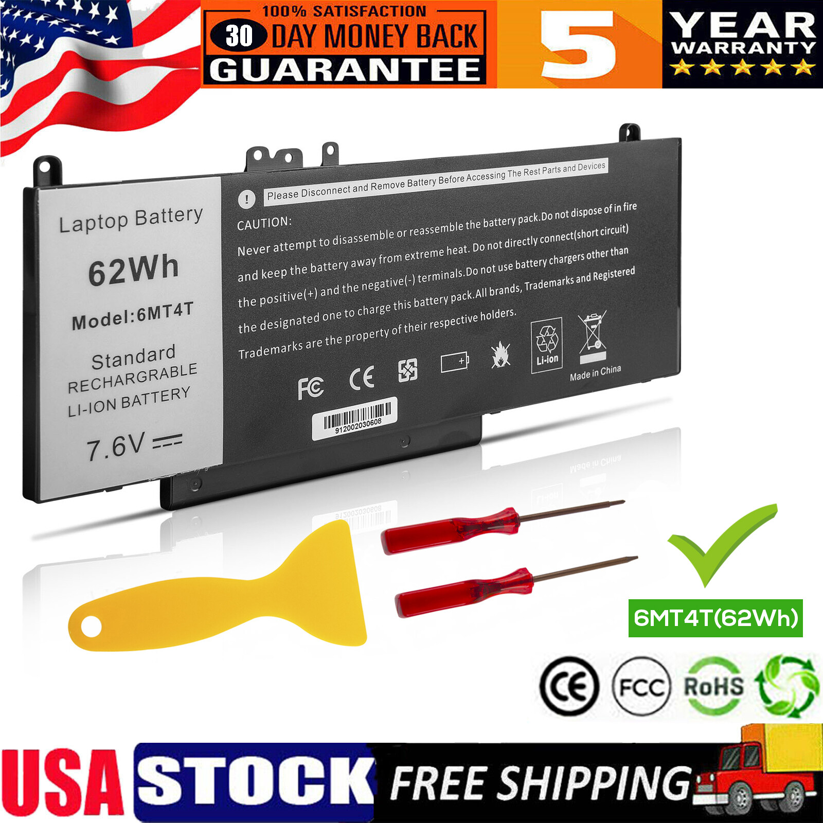6MT4T Laptop Battery For Dell Latitude E5470 E5570 15.6” Series 7.6V 62Wh NEW