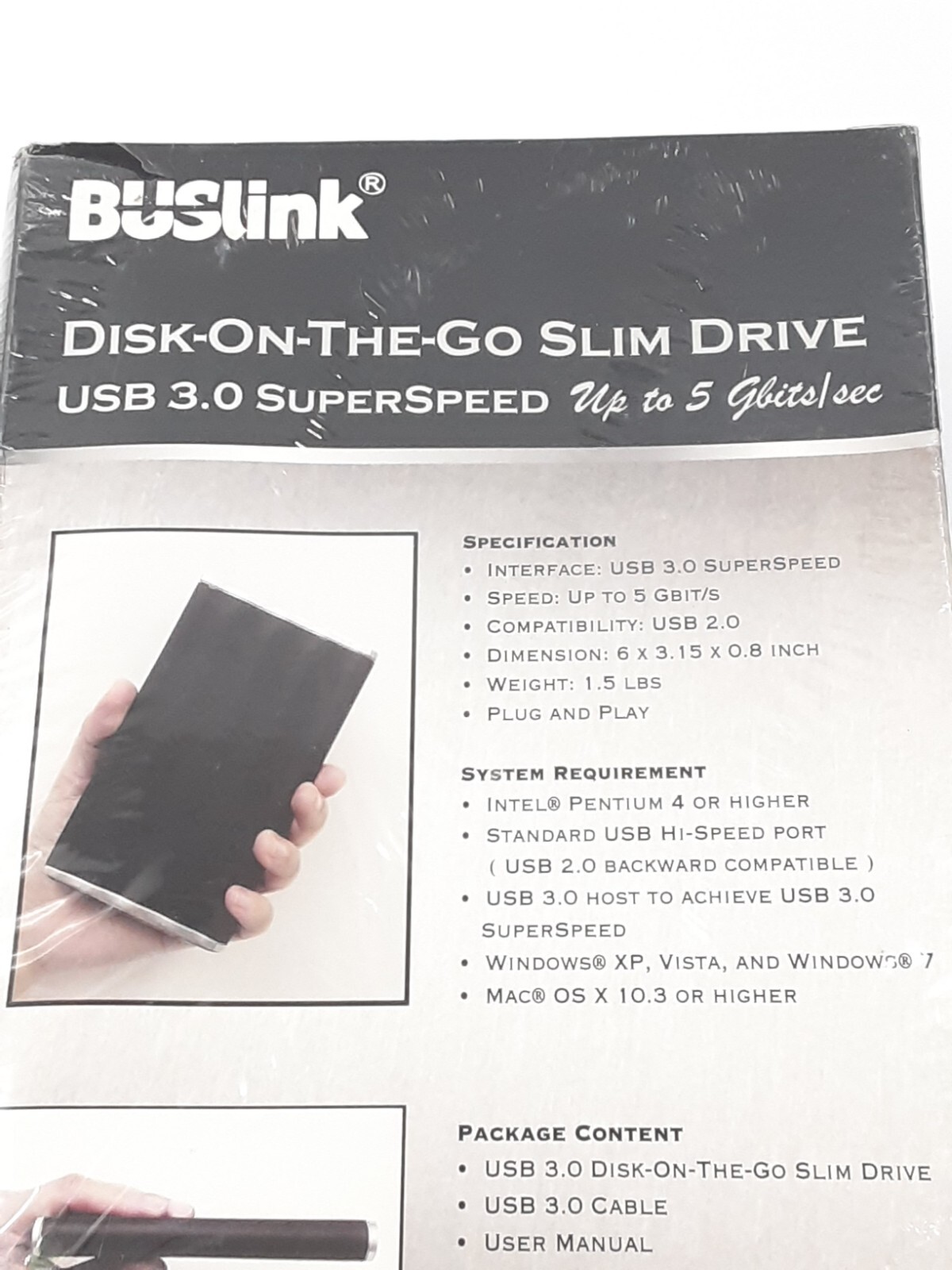 BUSlink Disk-On-The-Go Slim Drive USB 3.0 Superspeed 640GB DL-640-U3