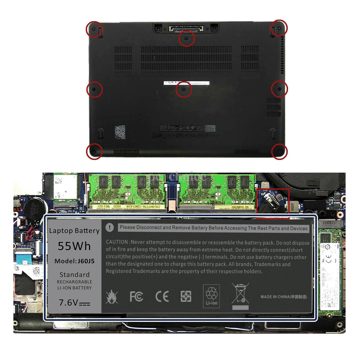 Genuine 55Wh J60J5 Battery for Dell Latitude 12 E7270 14 E7470 MC34Y 1W2Y2 242WD