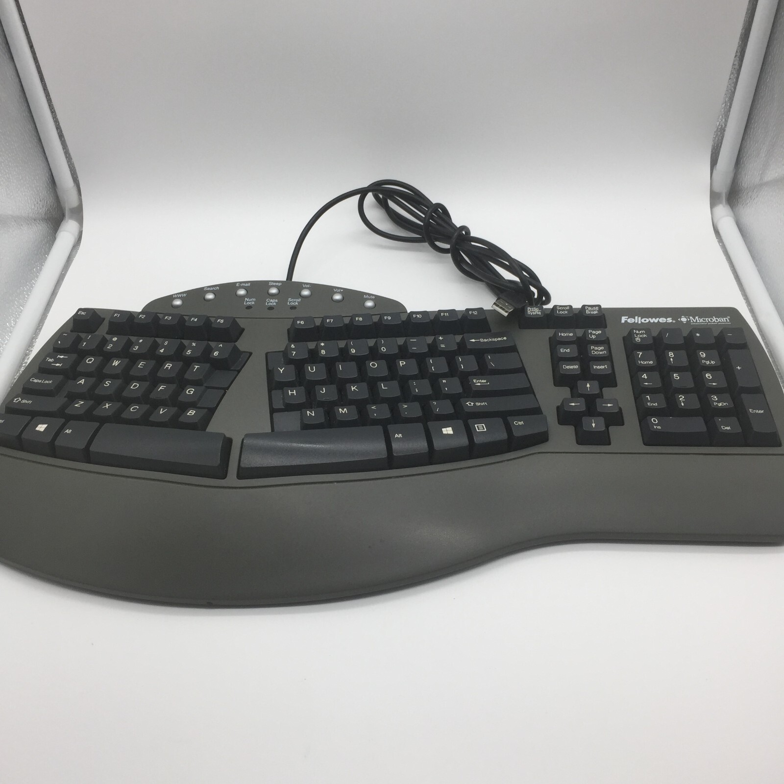 Fellowes Microban Ergonomic Wired USB Keyboard KU-9938 / 98915 Free Shipping