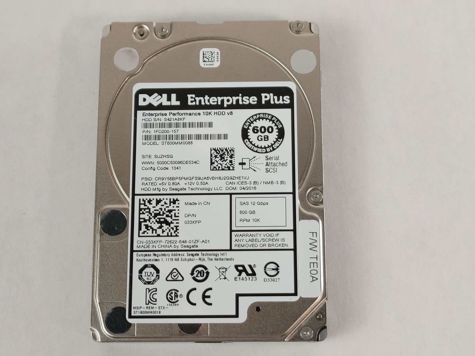 Lot of 2 Seagate Dell Enterprise Plus ST600MM0088 600 GB SAS 3 2.5″ Hard Drive