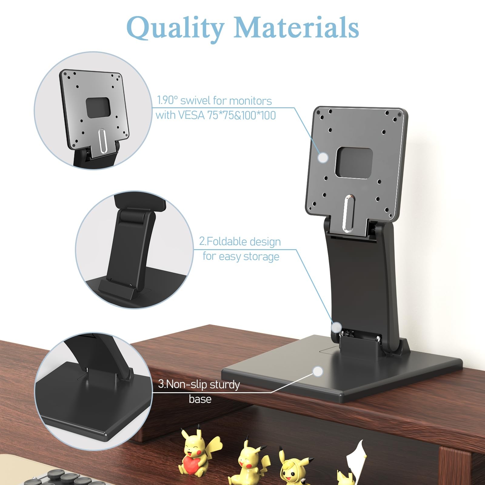 Babibobibi Foldable VESA Stand – 75x75mm/100x100mm LCD/PC Monitor Mount, Blac…