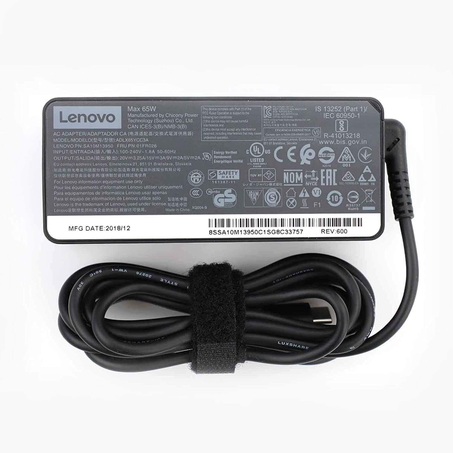 Genuine 65W USB-C Adapter for Lenovo ThinkPad E14 E15 T480s T490 T14 T15 X1 X13