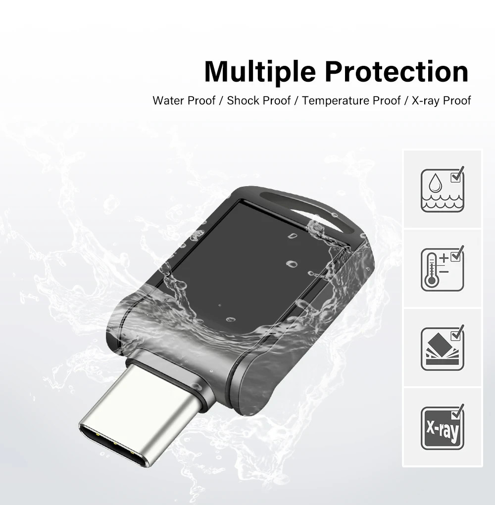 Metal USB Flash Drive 4GB 8GB 16GB Type-C OTG USB 2.0 Memory Stick Mini Pen