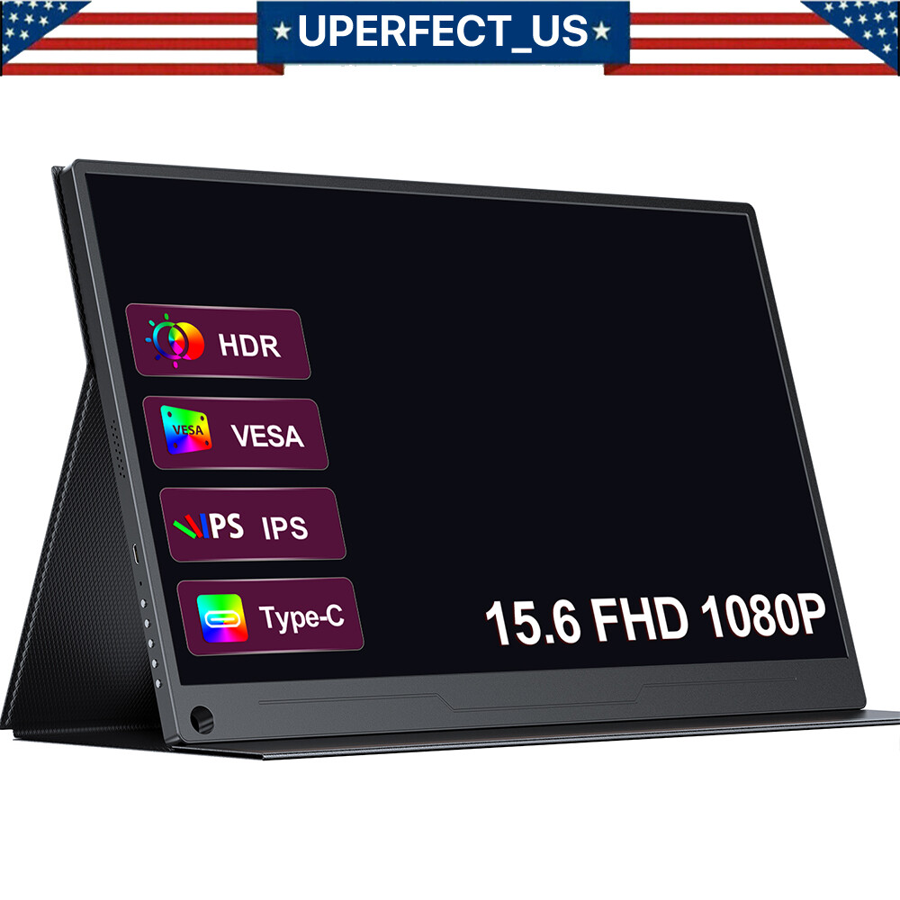 2024 15.6″ Portable Monitor 1200:1 Screen PC Monitor 1920*1080P Screen HDMI HDR