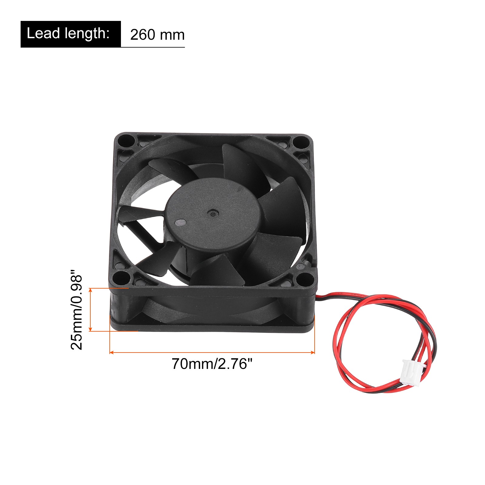 2 Pcs DC12V Brushless Cooling Fan DC12V 0.45A 70x70x25mm High Speed Quiet