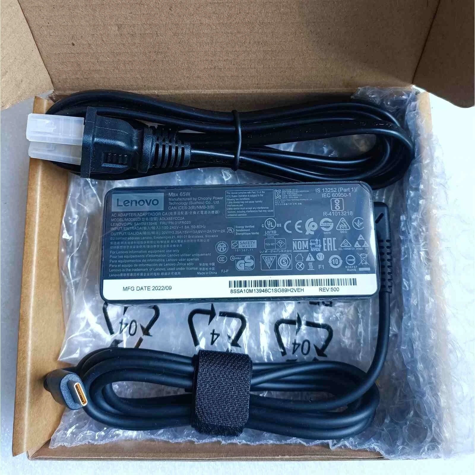 Genuine 65W USB-C Adapter for Lenovo ThinkPad E14 E15 T480s T490 T14 T15 X1 X13