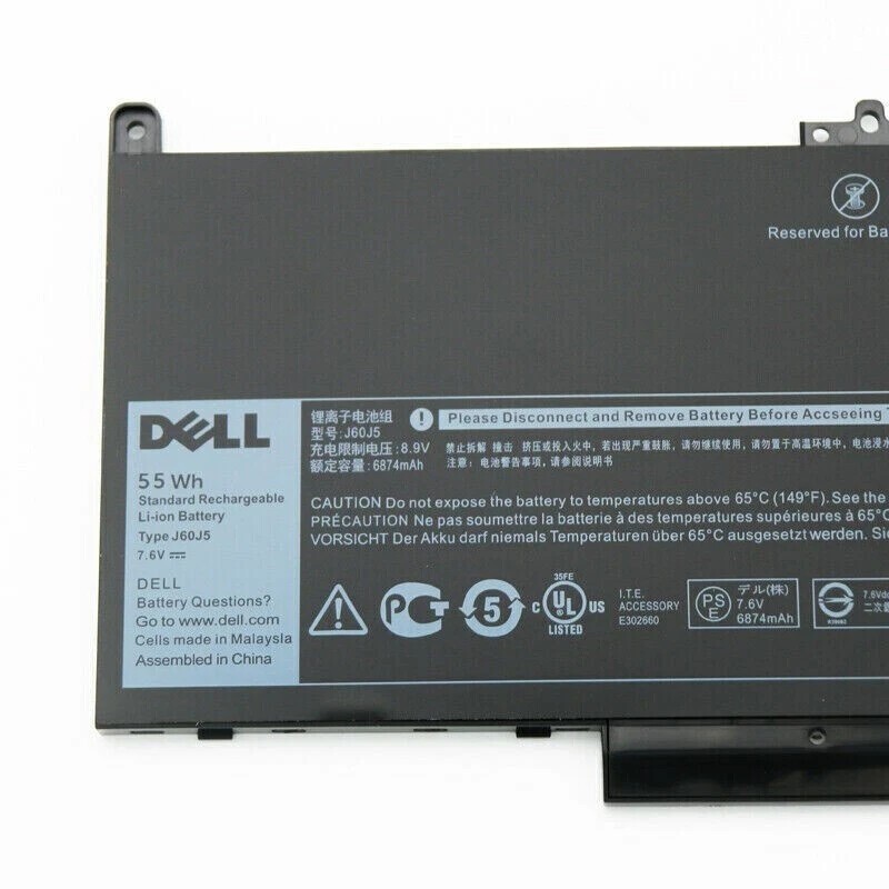 OEM Replacement J60J5 Battery for Dell Latitude 12/14/7000/E7270/E7470 55Wh