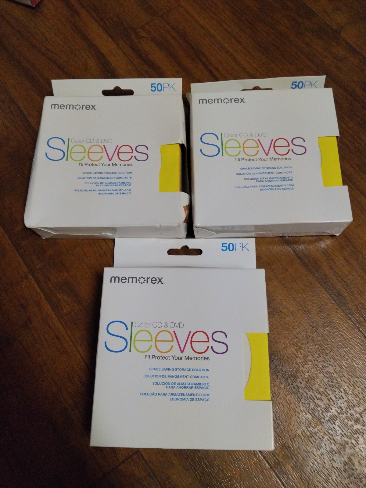 Lot Of 3-Memorex Multi-Color CD/DVD Paper Sleeves Envelopes w/Window & Flap 50ct