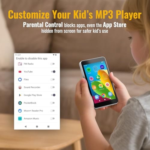 MP3 Player with Spotify for Kids, Android 14 Based MP4 Player with App Store, Pa