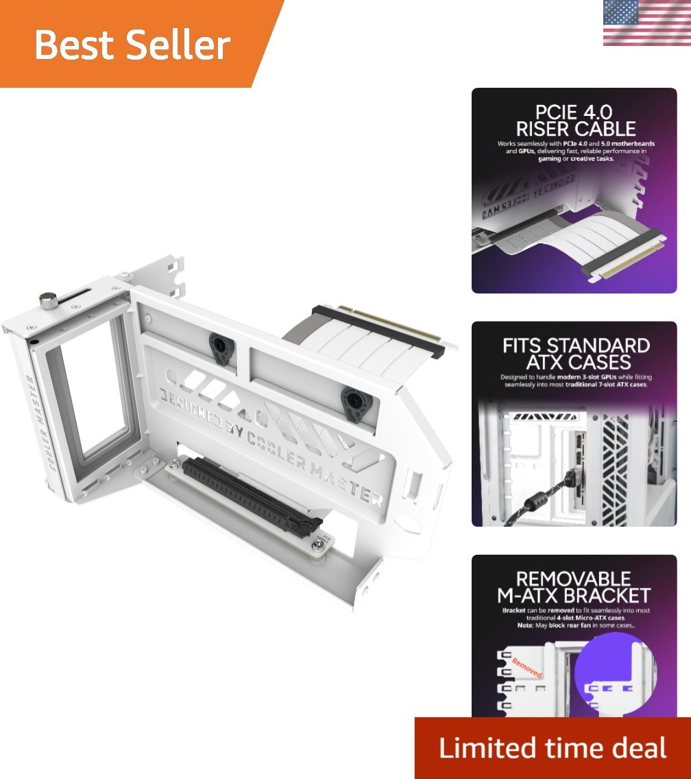 Vertical GPU Holder Kit V3 White – Adjustable PCIe 4.0 & 5.0 for ATX/Micro ATX