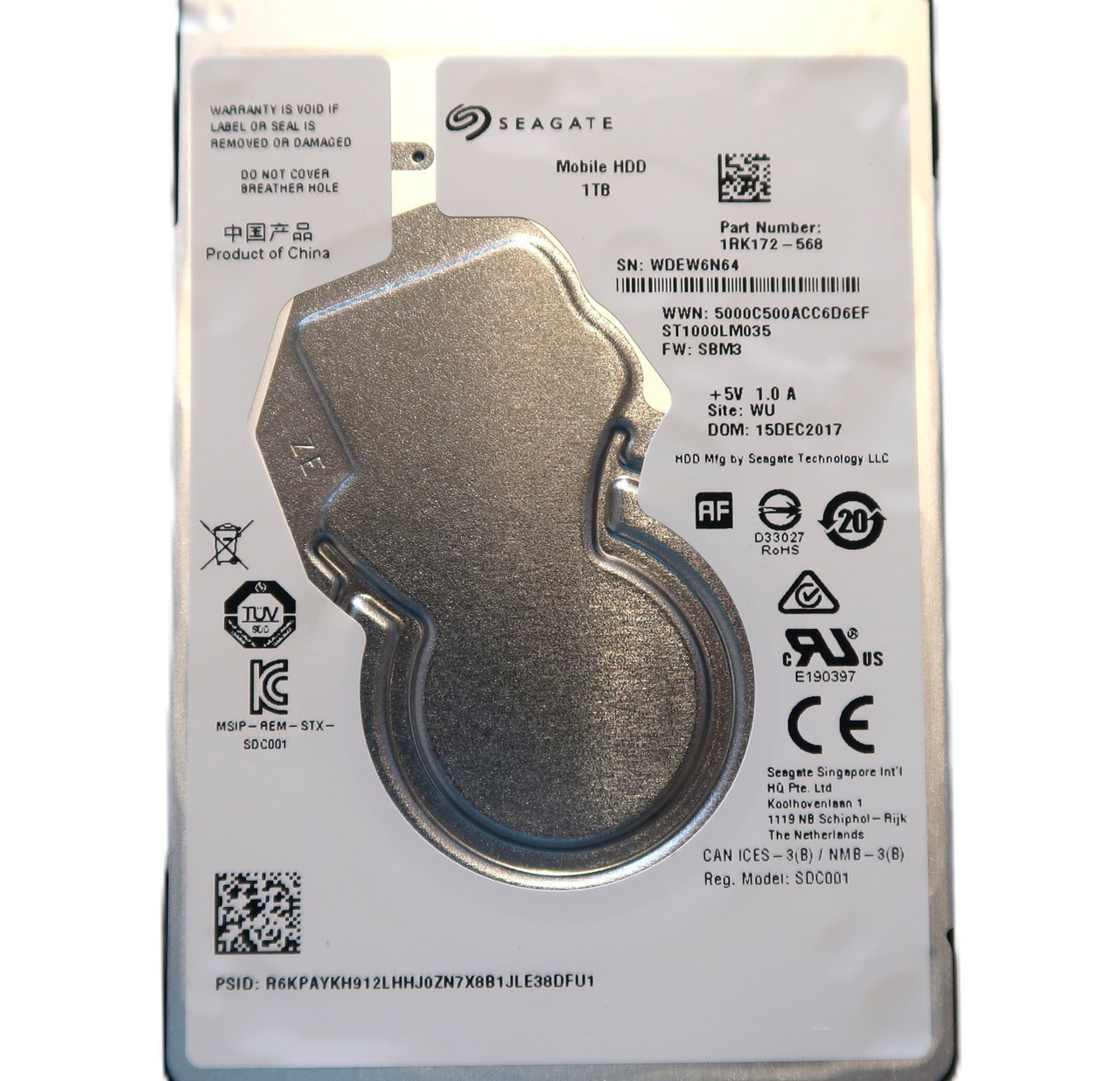 Seagate 1RK172-568 ST1000LM035 FW: SBM3 (WDE) Site: WU China 2.5″ 1TB Sata 2017