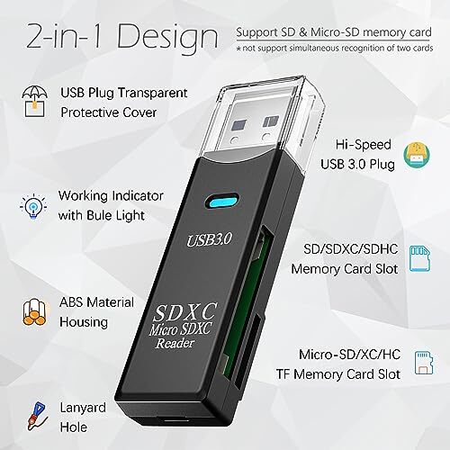 USB3.0 SD Card Reader for PC Micro SD Card to USB Adapter for Camera MemoryC Lot
