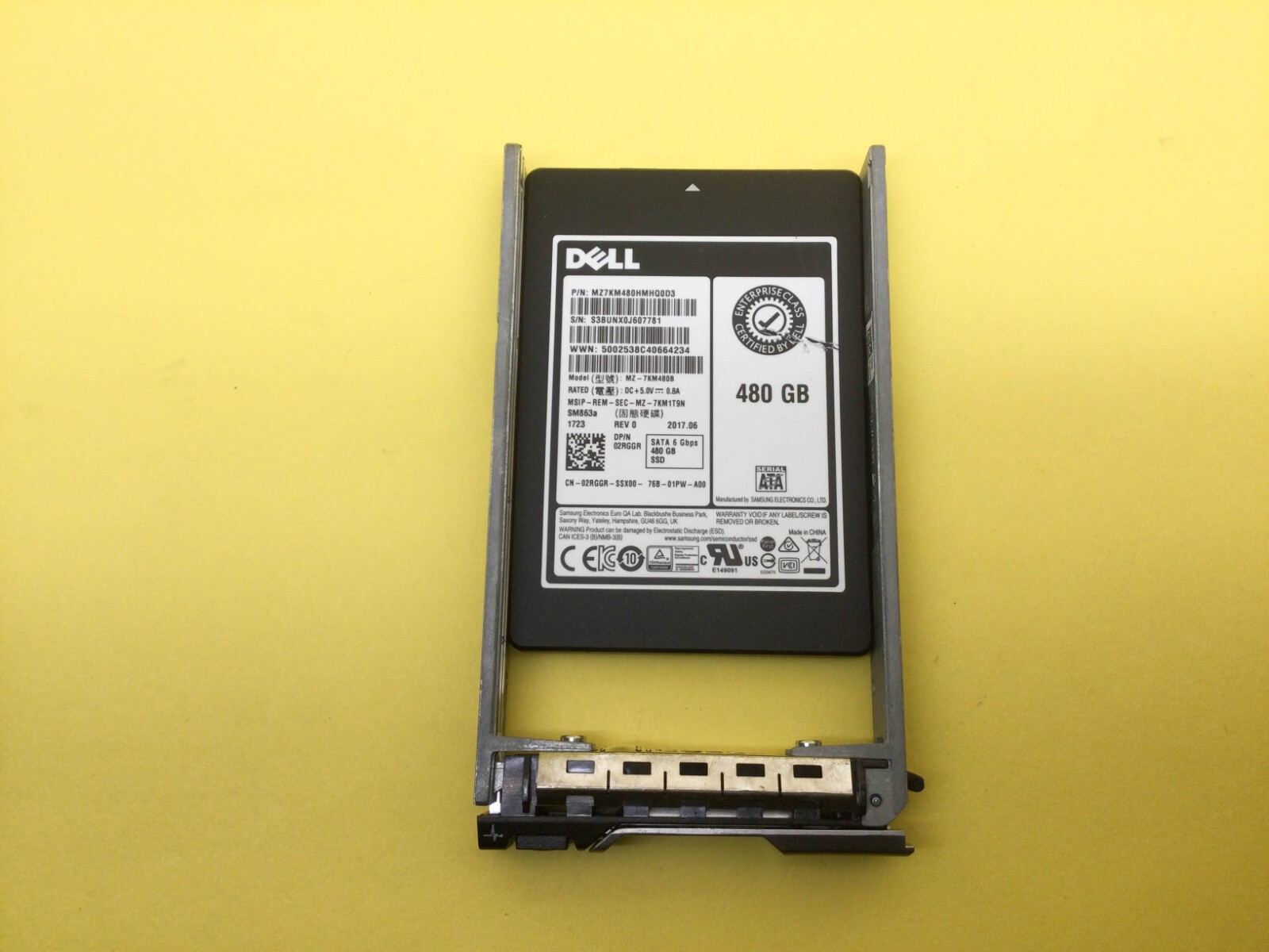 2RGGR Dell Samsung SM863a 480GB SATA 6Gbps Mix Use 2.5” SSD 02RGGR MZ-7KM480B
