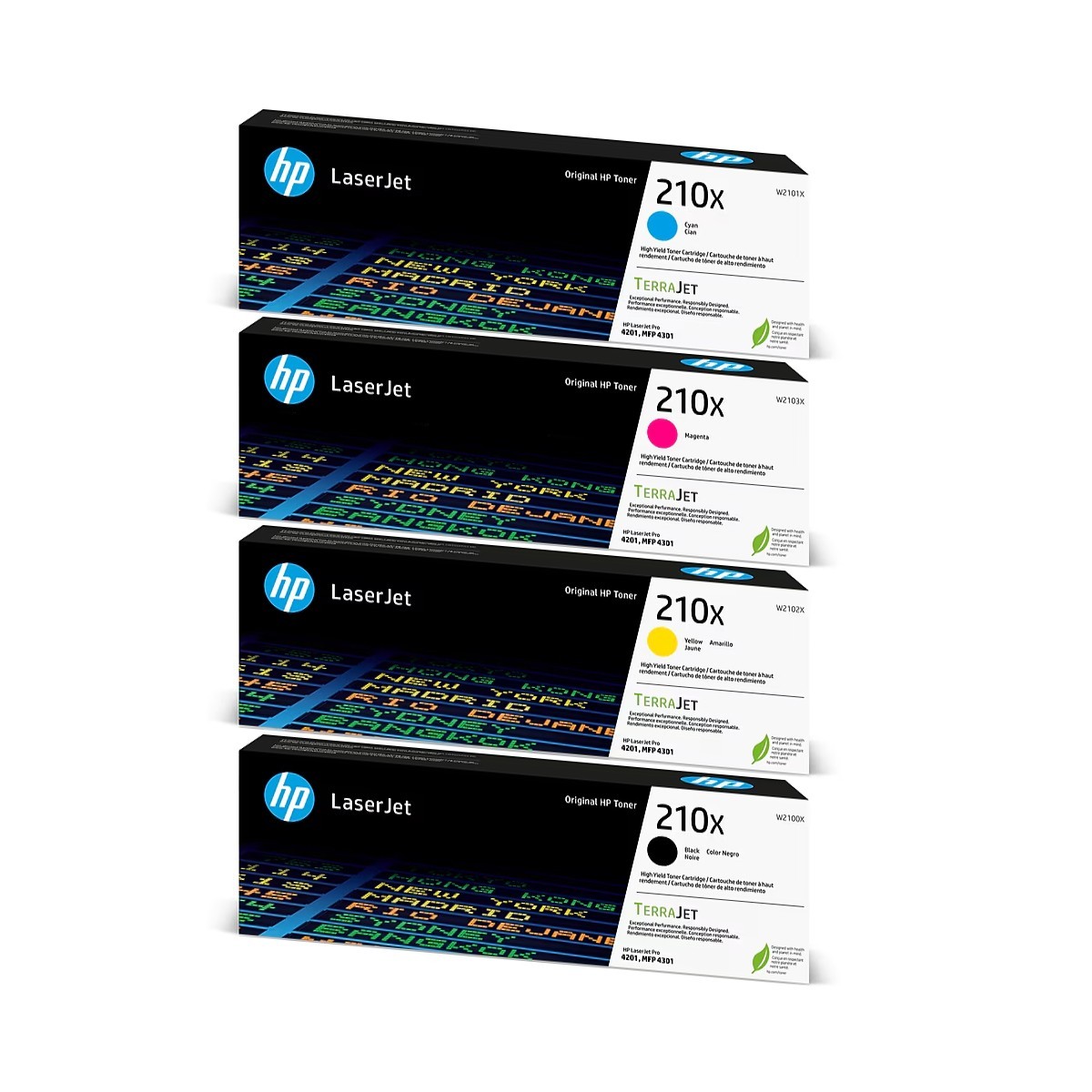 HP 210X Black/Cyan/Magenta/Yellow High Yield Toner Cartridge Set