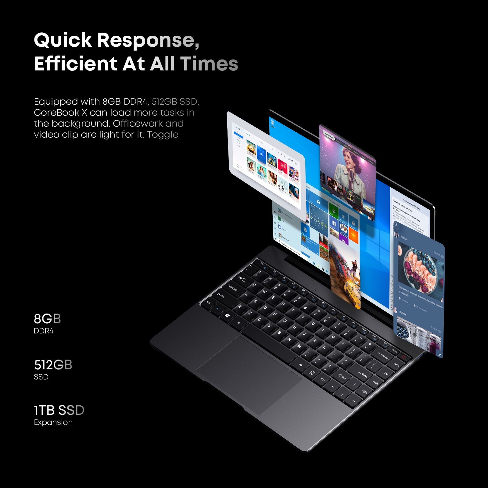 CHUWI Corebook Business Laptop 14” FHD Core i3 16GB RAM 512GB SSD Windows11 HDMI