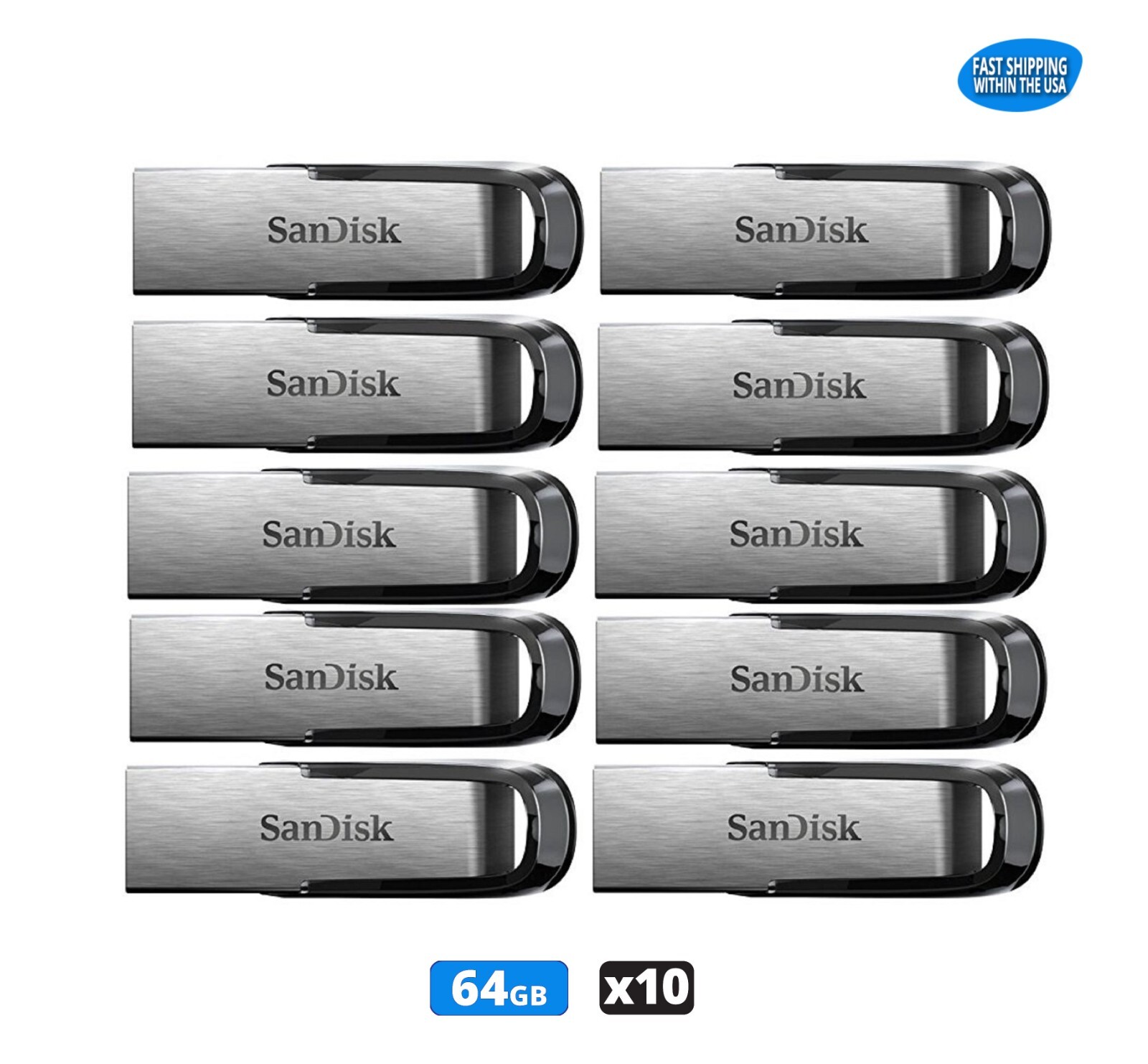 Sandisk Ultra Flair 64GB Flash Drive USB 3.0 Pen Drive Thumb Drive (10 Pack)