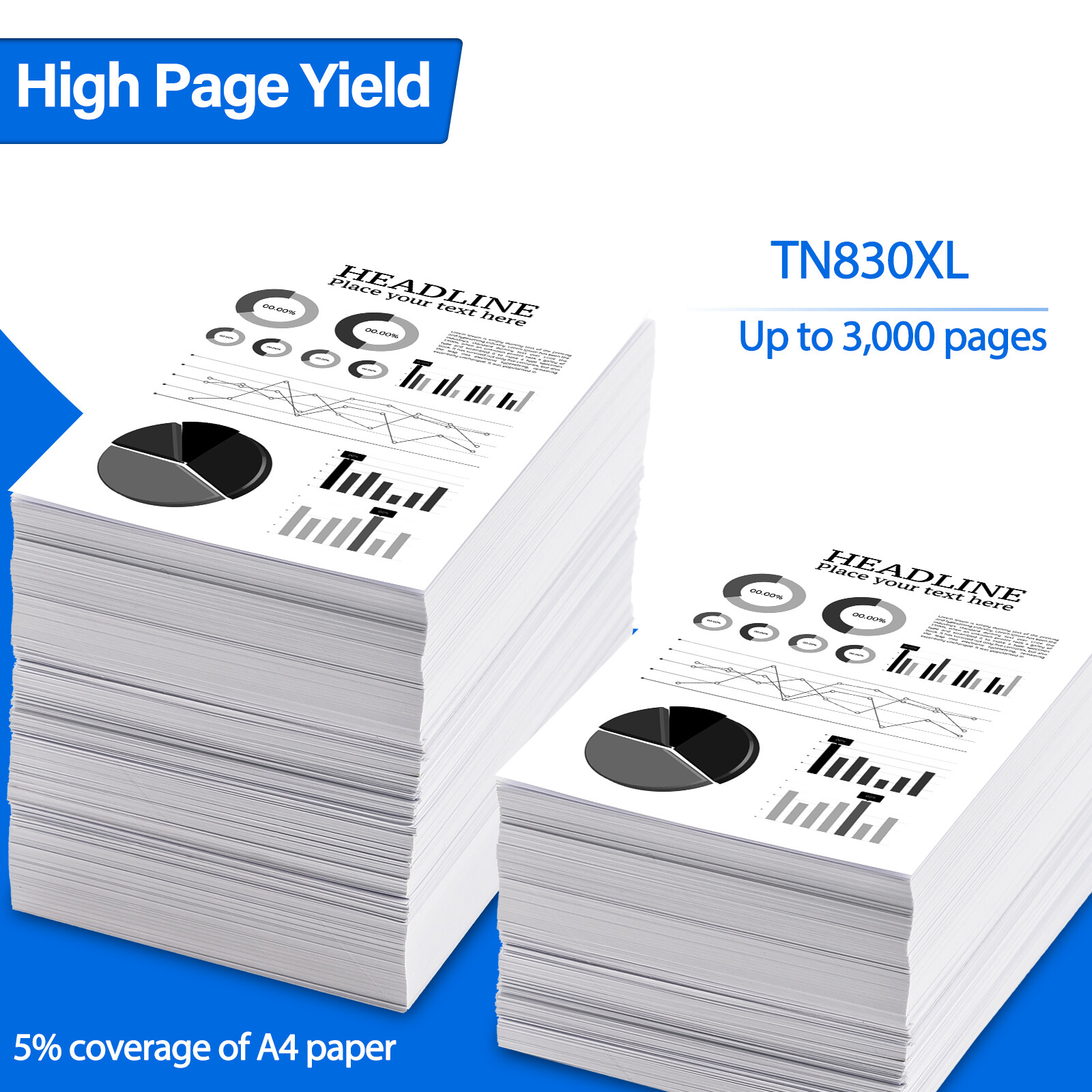 TN830 TN830XL Toner Cartridge for Brother HL-L2460DW DCP-L2640DW MFC-L2820DW