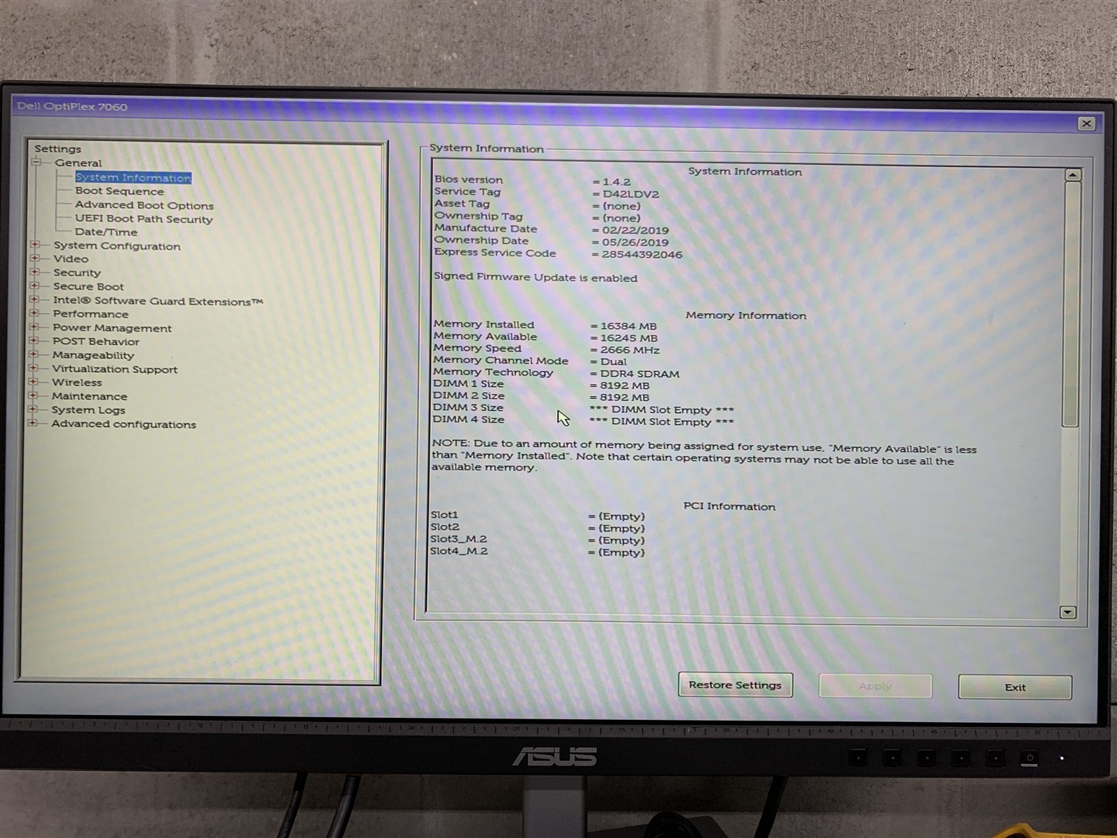 Dell OptiPlex 7060 i7-8700 3.20GHz 16GB RAM DDR4 2666MHz No WiFi/BT No SSD/HDD