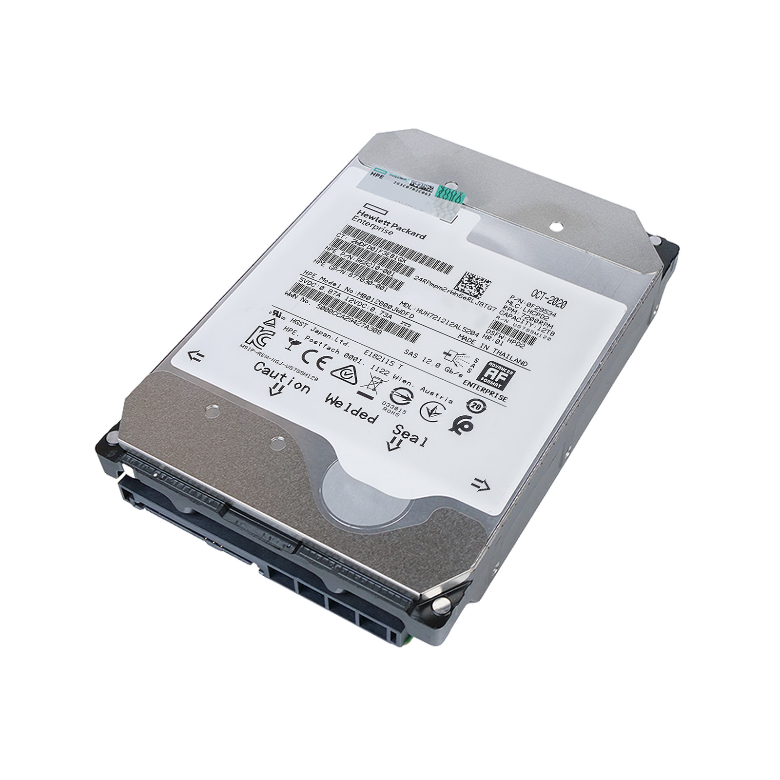 HP/HGST DC HC520 12TB HUH721212AL5204 0F29534 7.2K RPM SAS 12Gb/s 512e 3.5″ HDD