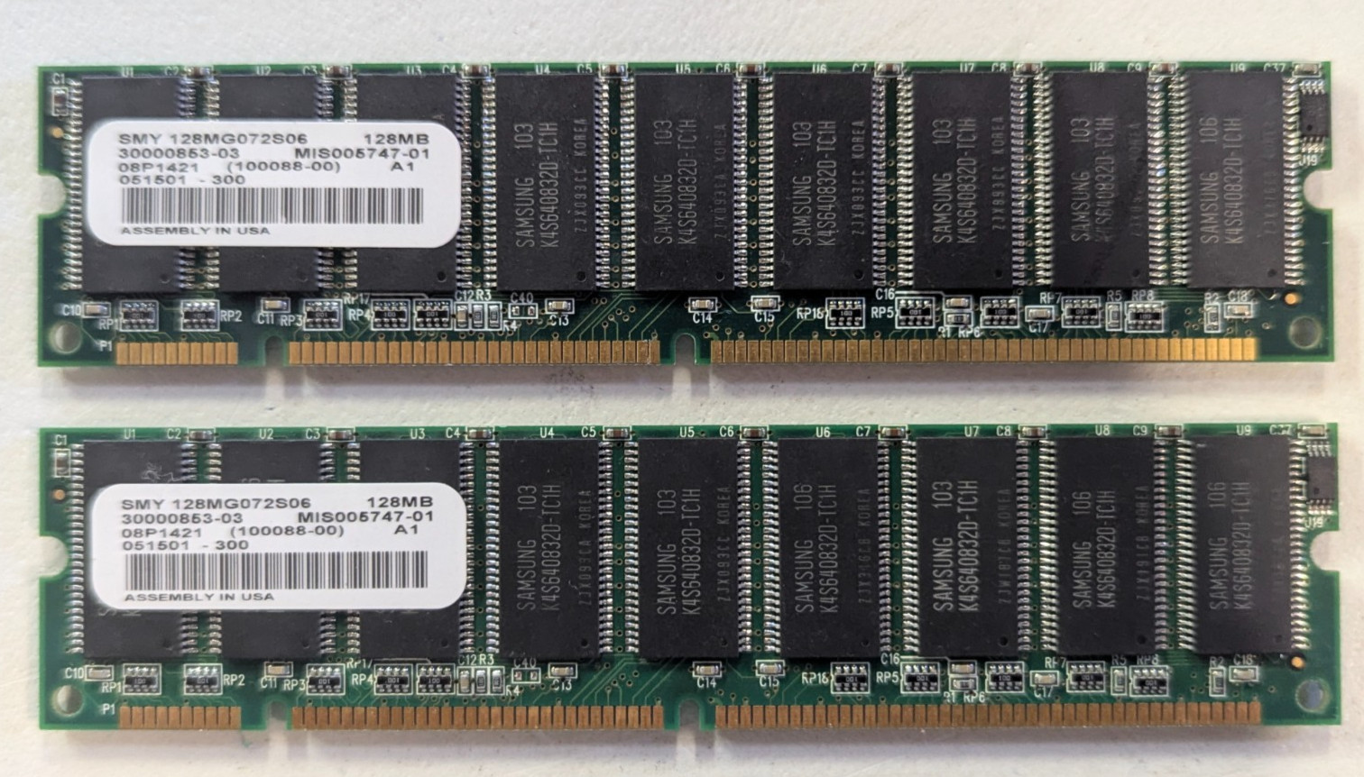 SMY 128MG072S06 08P1421 2x128MB PC100 ECC SDRAM 168-Pin DIMM Samsung Chips Lot